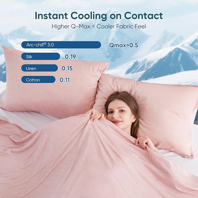 Elegear Arc-Chill 3.0 Cooling Blanket for Hot Sleepers, Twin Size, Pink | Q-Max>0.5 Cooling Fabric, Absorbs Heat to Keep Body Cool, Breathable Summer Blankets for Night Sweats & Menopause, 59"x79"