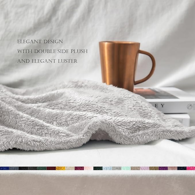 Exclusivo Mezcla Fuzzy Plush Fleece Bed Blanket King Size, Light Grey | 104x90 Inches, Super Soft and Cozy Bed Blanket, Fluffy Decorative Bedding for Livingroom, Bedroom, All Season