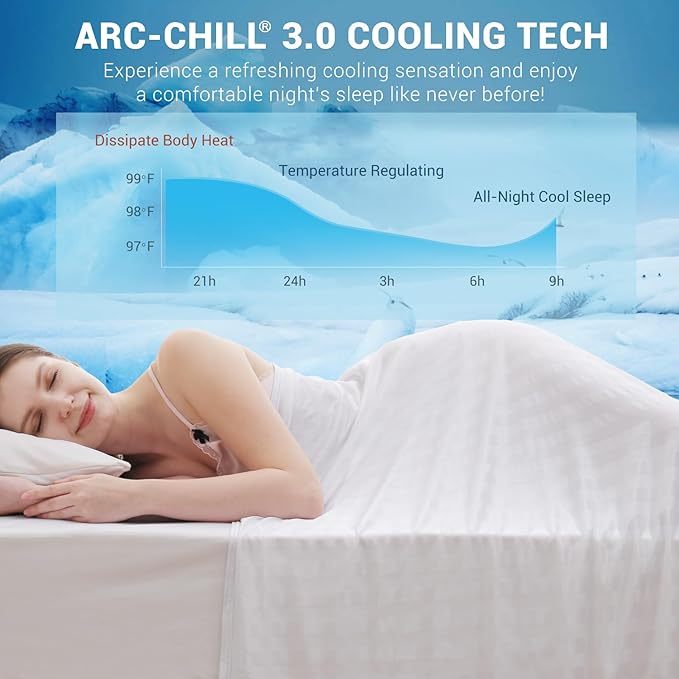 Elegear Double-Sided Arc-Chill® 3.0 Cooling Blanket for Hot Sleepers, White | Q-Max>0.5 Cooling Fabric, Absorbs Heat to Keep Body Cool, Lightweight Summer Blankets for Night Sweats & Menopause, 79"x86"