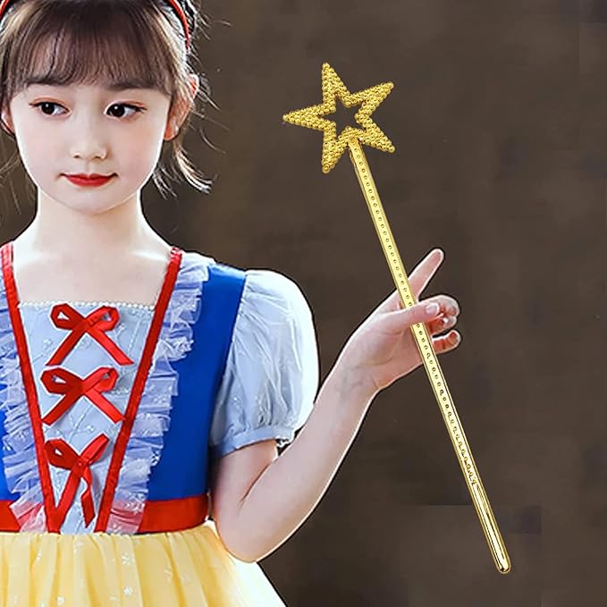Tvoip 5PCS Girls Costume Props Star Magic Wand Angel Fairy Wands Sticks Birthday Party Wedding Halloween Cosplay Christmas 13 Inches (Gold)
