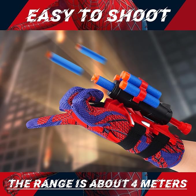 Keivon Spider Gloves Man Web Shooter for Kids, Launcher Spider Kids Plastic Cosplay Glove Hero Movie Launcher Wrist Toy Set Funny Decorate Children Funny Educational Toys (Blue)