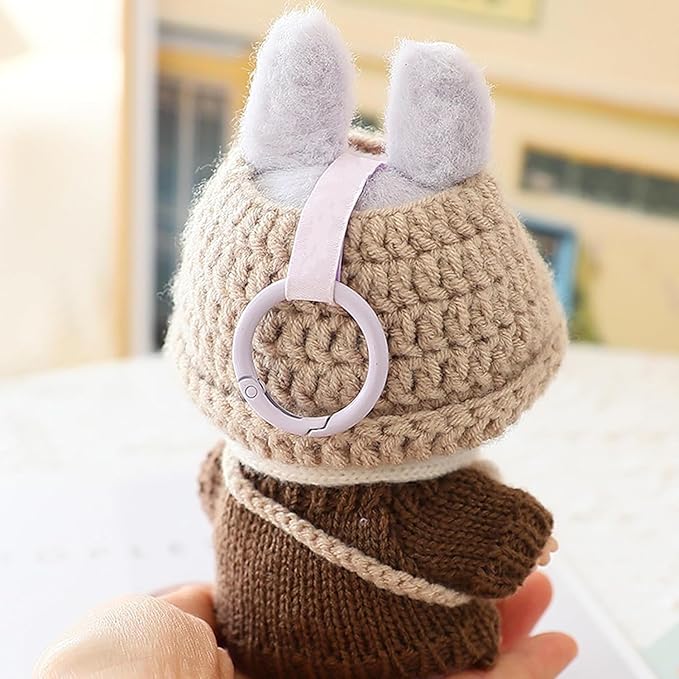 Clothes for Labubu(NO Doll),Handcrafted Crochet Set for Labubu Clothes 15cm/17cm Doll,Premium Outfit with Accessories,Cute Clothes for Dress up Unique Style(Brown Sweater)