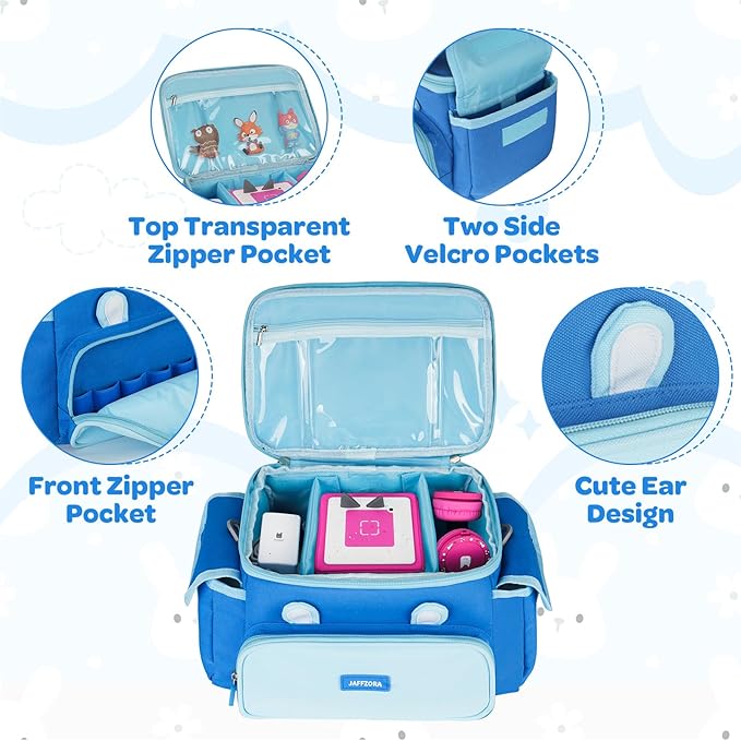 Carrying Case Compatible with Toniebox Starter Set Bundle, Travel Storage Bag Compatible with Little Tikes Story Dream Machine Books Starter Set, Pink&Blue(Bag Only)