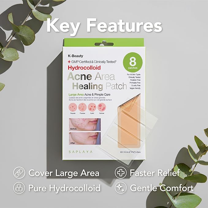 Saplaya K-Beauty Hydrocolloid Ance Area Care Hydrocolloid Patches For Acne Pimple Care 100% Hydrocolloid Acne Spot Healing Patch