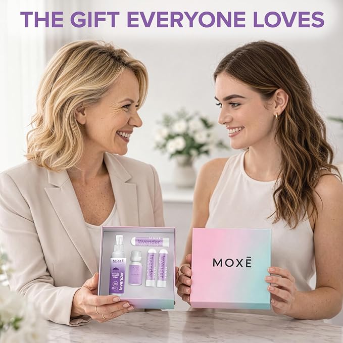 MOXE Lavender Aromatherapy Gift Set, 100% Pure Essential Oil, Shower Steamer Spray, Portable Nasal Inhalers, Diffuser Essential Oil, Sinus & Congestion Relief, Therapeutic Grade, Made in USA