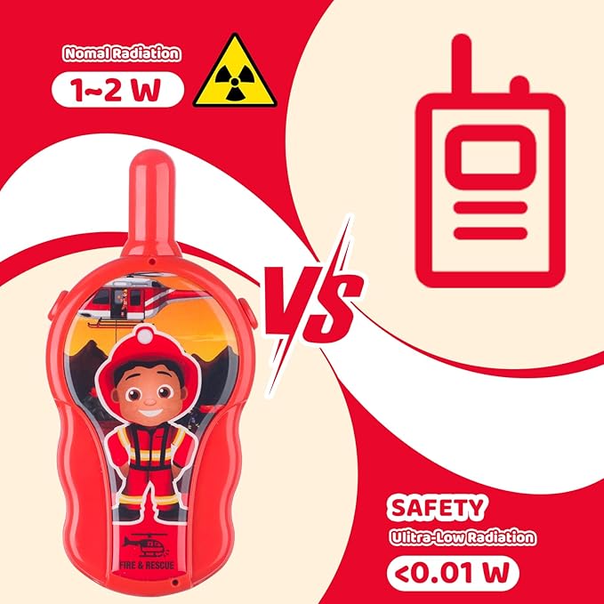 Walkie Talkies for Kids - Walkie Talkie Toys Gifts for 3 4 5 6 7 Year Old Girls Boys Long Range Fire & Rescue Walkie Talkies for Christmas Birthday Easter Gifts Indoor Outside Games Red