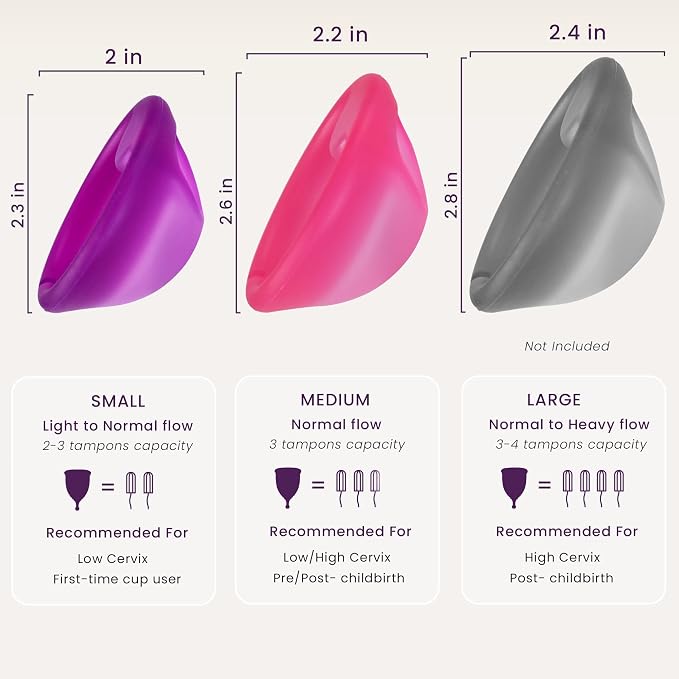 Ecoblossom Reusable Menstrual Disc - Menstrual Cup - Soft Period Disc for Women Designed with Tab, Medical-Grade Silicone Period Cup [S (Violet) & M (Magenta)]