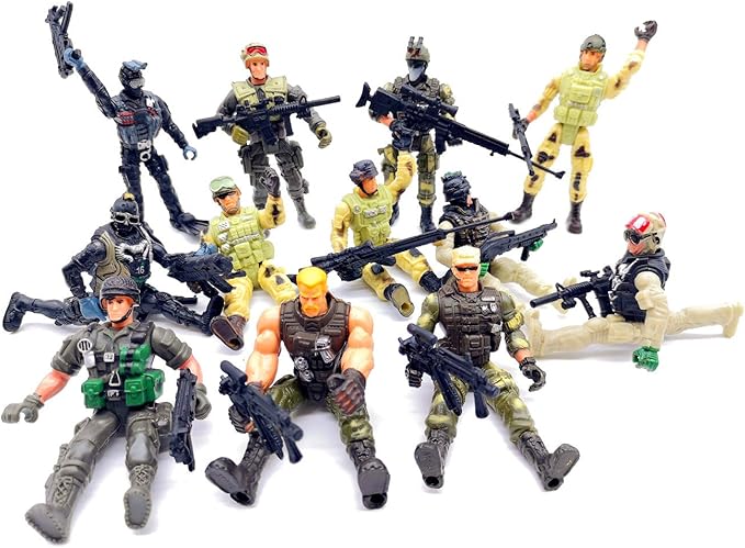 Qiandier 12 Pcs Military Team Action Soldiers Special Force Marine Recon Figure Elite Force Army
