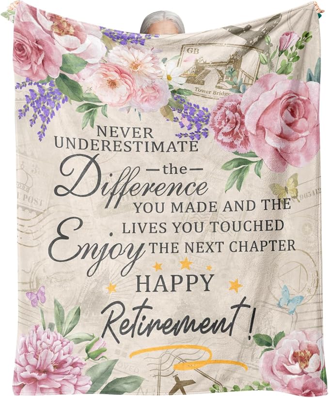 Retirement Gift for Woman, Retirement Blanket for Women 2026, 60"x50" | Happy Retired Gifts Retirement Party Decorations, Funny Farewell Gifts for Coworker, Retirement Throw for Teacher, Nurse, Mom