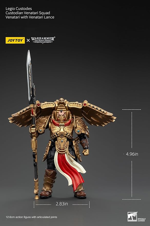 JOYTOY Warhammer The Horus Heresy Legio Custodes Custodian Venatari Squad Venatari with Venatari Lance, 1:18 Scale 5.4in Action Figure Mecha Joy Toy Collection Model