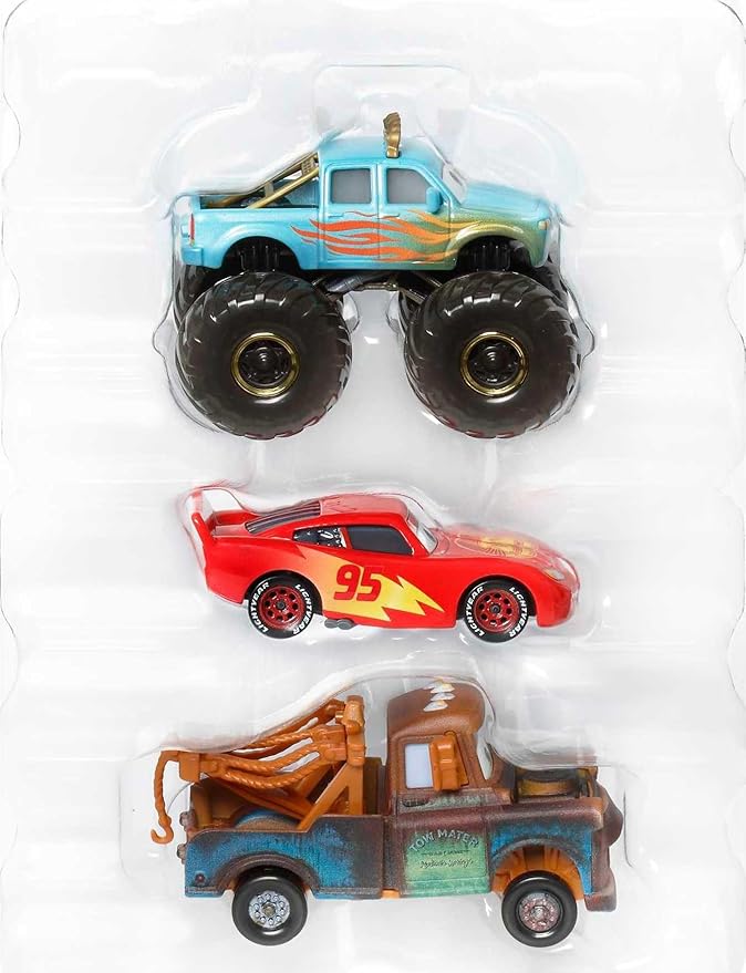 Mattel Disney Pixar Cars Mini Racers 3-Pack of Small Die-Cast Toy Cars & Trucks Inspired by Favorite Characters (Styles May Vary)