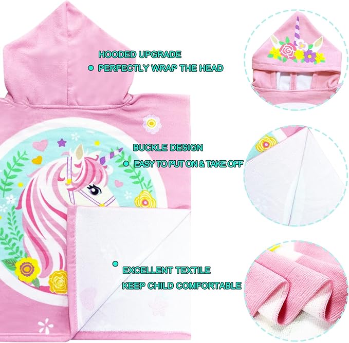 NovForth Kids Beach Towel for Boys Girls, Mermaid Hooded Bath Towel Wrap, Toddler Pool Towel with Hood
