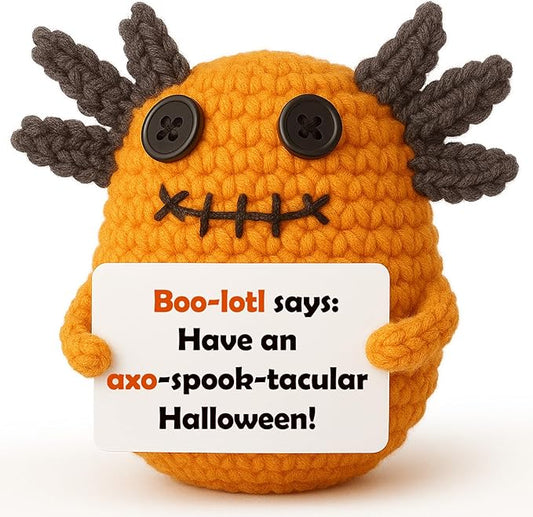 Halloween Goodie Bag Stuffers, Crochet Axolotl Décor for Teen Girls Boys, Non Candy Treats in Goody Bag & Boo Basket, Trick or Treat for Kids