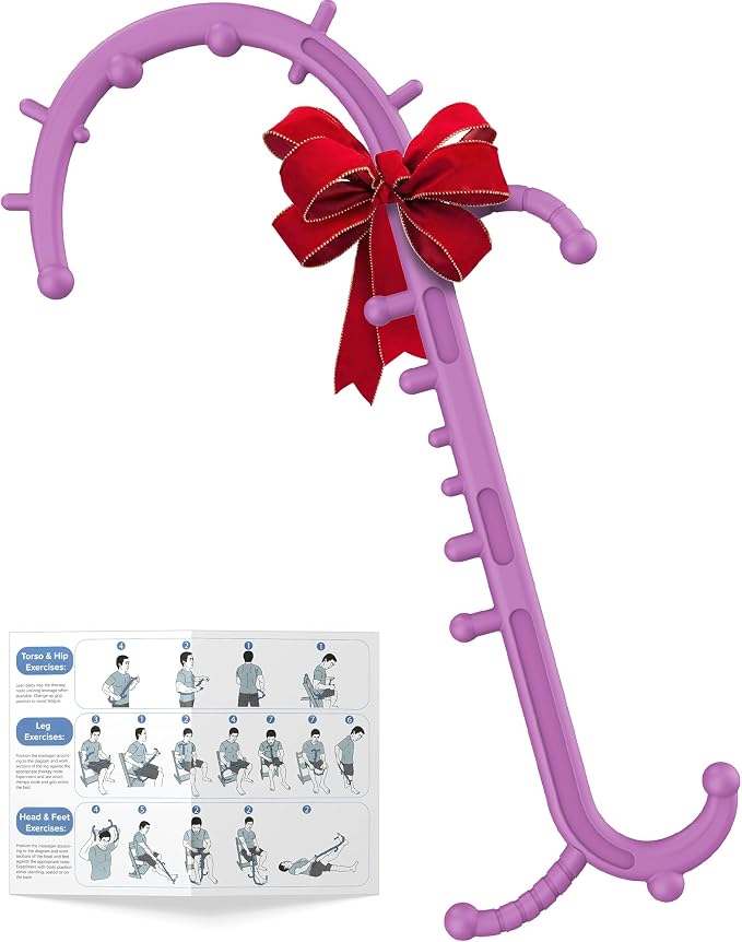 Back and Neck Massager for Pain Relief Deep Tissue, Upgraded Full Body Trigger Point Cane Massage Tools, Therapy Massage Stick Pressure Point Hook, Muscle Knot Remover Tool (Pink)