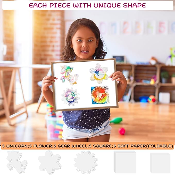 Spin Art Machine for Kids Ages 6-8,Adjustable Speed Arts&Crafts Paint Spinner Toy with Origami Artwork, Thicker Splatter Guard, Battery Operated Kids Crafts Kits, Gift Boys Girls