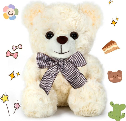Teddy Bear Stuffed Animal, Cream Bear Plush Toy for Boys Girls Kids 3+, 8″ Soft Bear Gifts for Preschool Toddlers, Teddy Bear Baby Shower Decorations, Birthday Xmas Gift