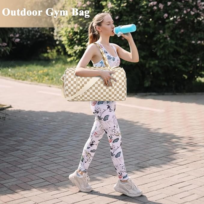 Gym Bag Sports Duffle Bag with Wet Pocket Weekender Overnight Bag with Waterproof Shoe Pouch and Air Hole for Girls Kids Women Travel Workout Bag
