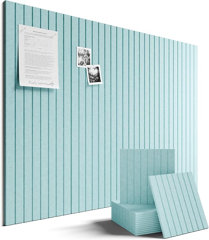 Fluxynara 48" x 36" Large Felt Bulletin Board, Aqua Blue | 12 Pack Cork Board Alternative with 60 Safe Adhesive Tabs, Pin Boards for Wall Decor, Home, Office, Classroom,Dorm