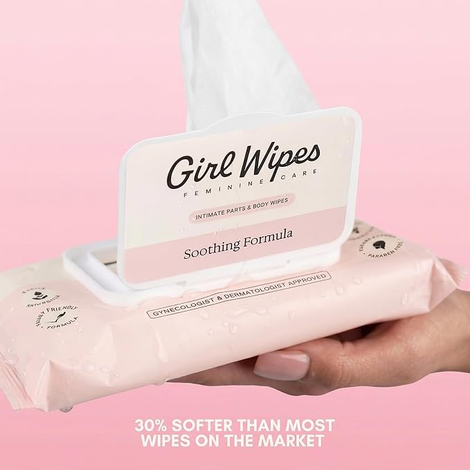 Girl Wipes Flushable Intimate Wipes for Women – Fragrance Free, pH Balanced Feminine Wipes for Sensitive Skin, Hypoallergenic, Vegan, Gynecologist & Dermatologist Approved (1-pack)
