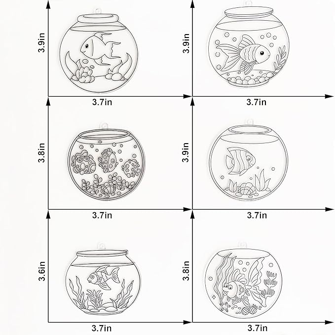 Ayhuhra 30 Sets Fishbowl Suncatcher Craft Kits Make Your Own Sea Animal Fish Tank Scene DIY Window Paint Art Sun Catcher Kit for Home Classroom Party Activities Art Project