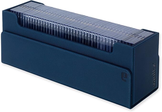 Vault X Card Storage Box, Exo-Tec Material, Detachable Magnetic Lid, with Dividers & Foam Fillers, for Trading Cards (Blue)