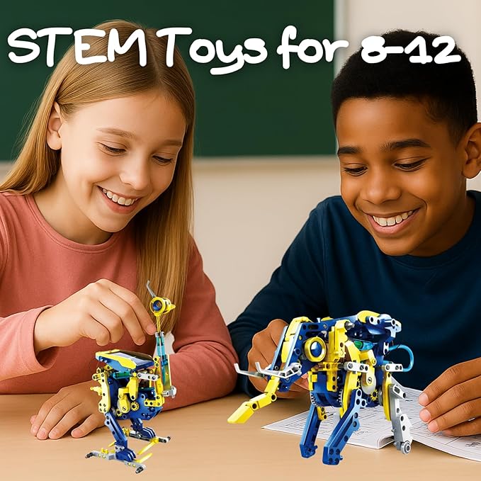 STEM Toys for Boys Age 8-12, Science Kit Solar Robot Christmas Birthday Easter Gifts for 8-14 Year Old Boys, Building Game Robots for Ages 9 10 11 12 13 14