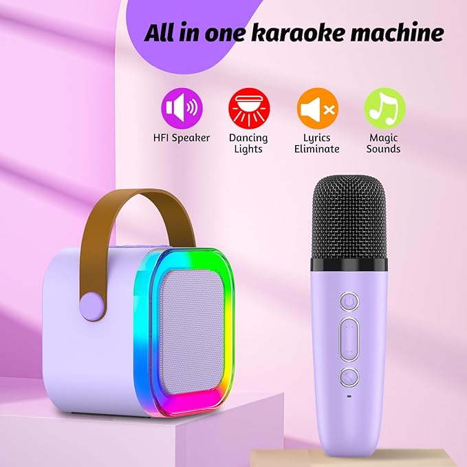 Kids Karaoke Microphone Machine Toy, 4-12 Years Old Girls Christmas Birthday Gift for Girls, Karaoke Toys Gifts for Girls Ages 4, 5, 6, 7, 8, 9, 10, 12 +Year Old Birthday Party.