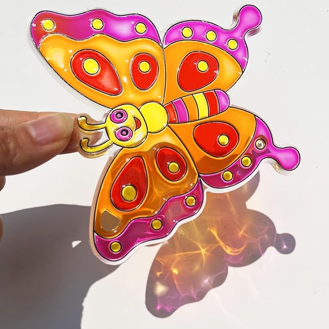 Ayhuhra 30 Sets Butterfly Suncatchers Crafts Kit Dragonfly Suncatcher DIY Window Paint Art Suncatcher Kits for Classroom Spring Summer Easter Party Activities Art Project Party Favors