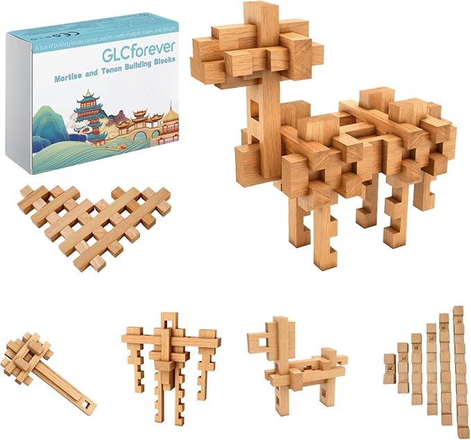 Animal Camel Educational Wooden Building Blocks - 37 Pcs Assembled into More Different Shapes, STEM Toy Gift for Kids, Learning Toys for Ages 3+