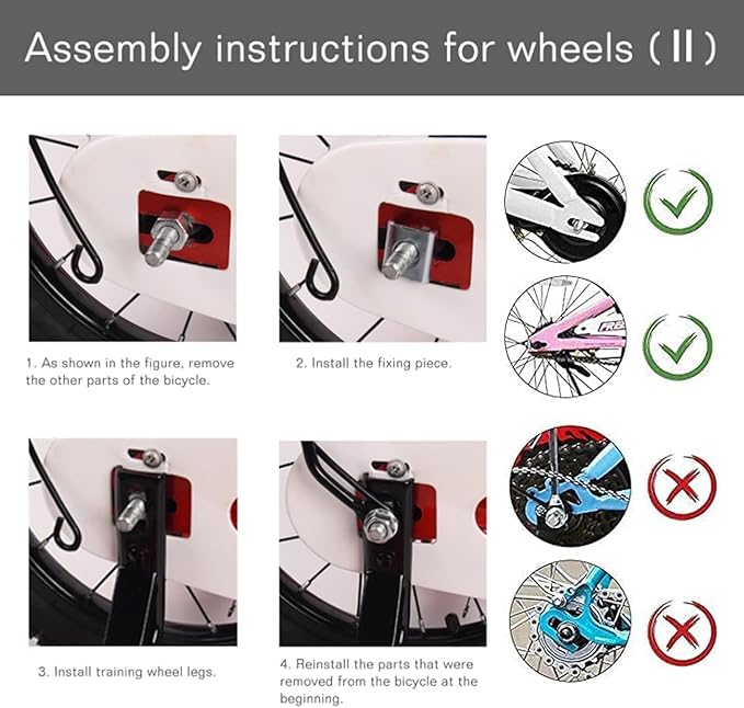 DDJKCZ Training Wheels Flash Mute Wheel Bicycle Compatible for Bikes of 12 14 16 18 20 Inch