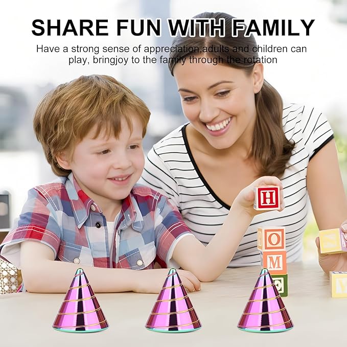 Desk Toys Spinning Top, Conicalness Detail Kinetic Desk Toys, Spinning Tops for Kids, Fidget Toys Adults, Physics Toys Novelty Amusements (Rainbow-A)