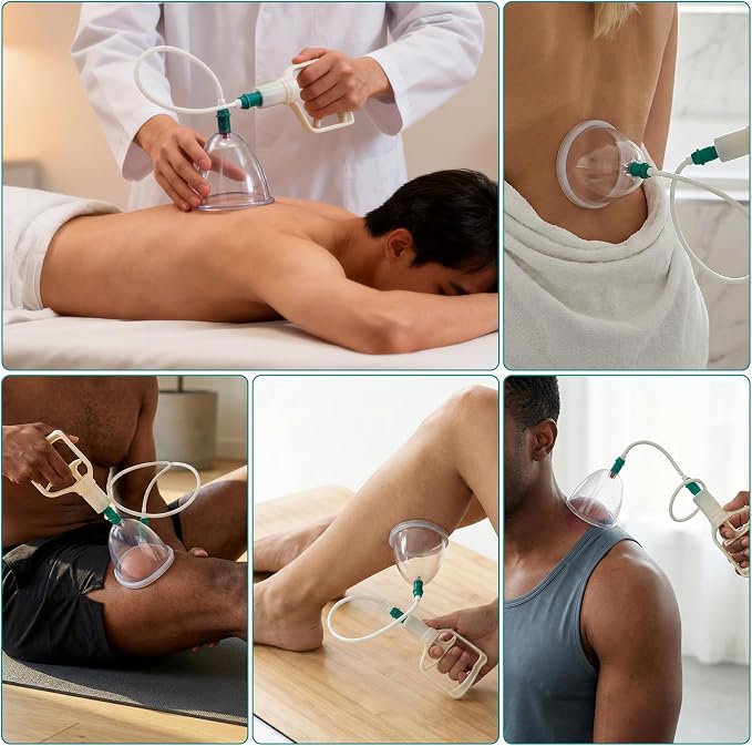 Ciieeo Vacuum Cupping Cup Hand Pump Set Breast Vacuum Cupping Buttock Lift Body Massage Cupping Set for Massage Therapists Cupping Machine Accessories for Women Ladies White