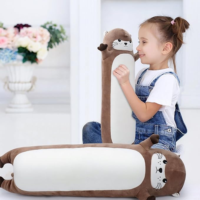 Large Otter Stuffed Animal,33.5” Long Otter Plush,Cute Plushies Animal Body Pillow,Kawaii Big Plush Toys Animals Gifts,Animals Sleeping Hugging Pillow Cushion for Birthday