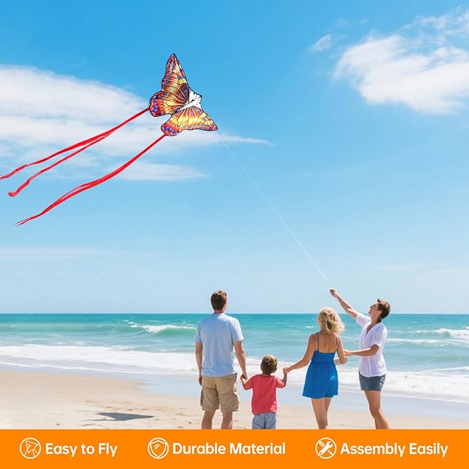 Mint's Colorful Life Butterfly Kite for Kids & Adults Easy to Fly, Large Single Line Kites with 300ft String Kite Handle