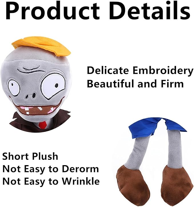 JHESAO 6 PCS Plants and Zombies Plush Sets Toy Peashooter, 1 2 Stuffed Soft Green Gatling Peashooter Doll Conehead Zombies, Nespaper Zombie PVZ Plush Figure Duck Zombie Doll New