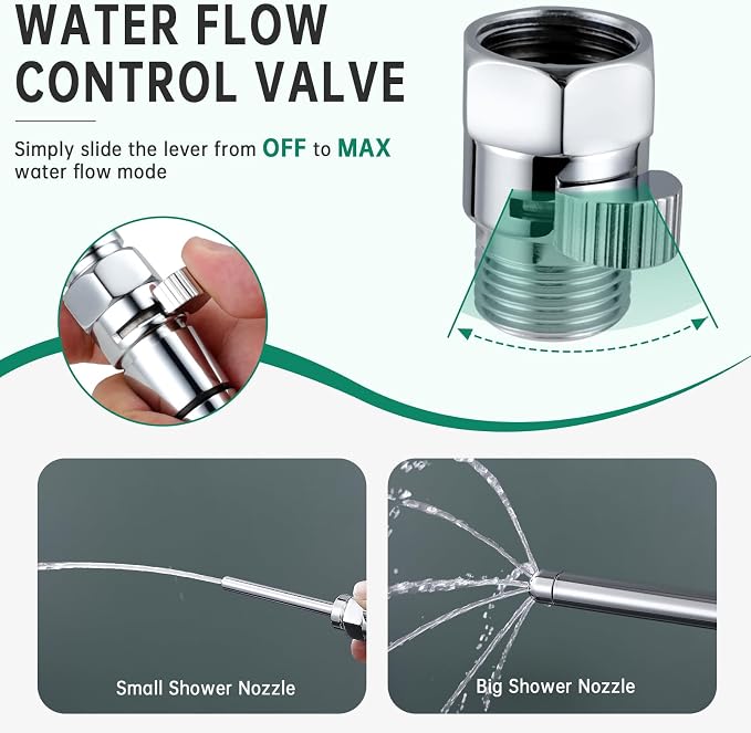 Shower Enema Kit, Shower Douche Nozzle Cleansing System with Water Control Valve for Men and Women Portable Cleaning (Polished Chrome)