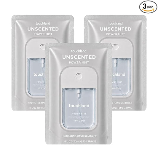 Touchland Hand Sanitizer Spray, Unscented Trio - 3 x 1 FL OZ