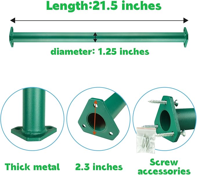 15 Set Metal Monkey Bars Ladder Rungs Set for Backyards Playground and Children Indoor and Outdoor Climbing Kit (21.5 Inch, Green)