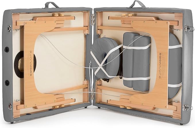 Saloniture Professional Portable Massage Table with Backrest - Light Gray