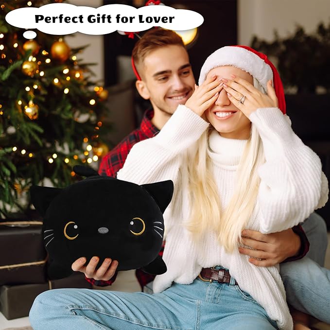 Weighted Black Cat Stuffed Animals, Cute Weighted Black Cat Plush, Soft Stuffed Weighted Plushie Pillow Gifts for Girls Boys(23.6" 3.1Lbs)