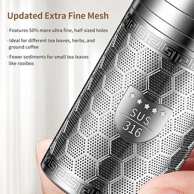 Tea Infuser (Set of 2) with Drip Dray - Ultra Fine Tea Strainer for Loose Leaf Tea - 316 Stainless Steel Tea Steeper (2Pack - Extra Small)