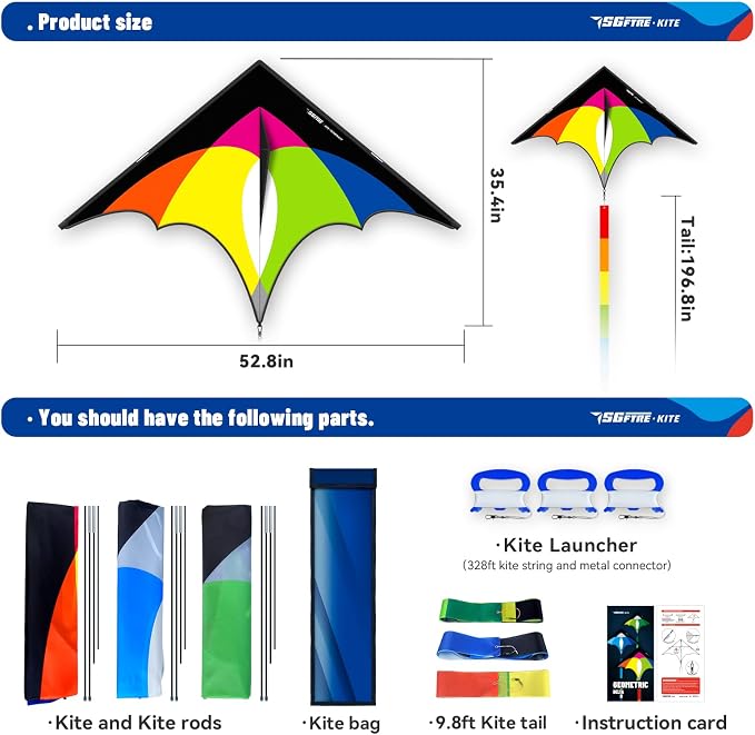 3-Piece Set Delta Kite for Easy to Fly Large Kite for Kids and Adults - Perfect Family Outdoor Toy, Beach Fun for Family Activities (Petal Blue+Green+Yellow, 3)