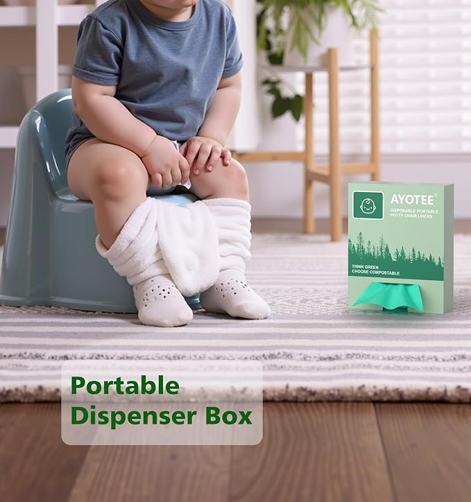 Compostable Travel Potty Bags for Portable Toilet 100Packs, AYOTEE Drawstring Travel Potty Liners for Portable Potty,Potty Chair Liners Disposable for Toddlers, Pet and Outdoors