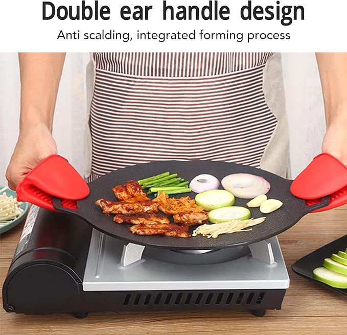 Korean Grill Pan,Round Premium BBQ Grill Pan,Non-stick Griddle Plate for Gas Stove Indoor Outdoor Camping Party(29cm)