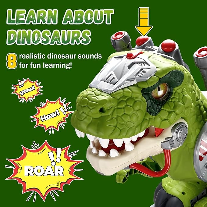 Dinosaur Ride On Toy Cars for Kids, Toddler Electric Ride On Toys with Music, Light & Smoke, 3-5 Year Old boy Gift, Preschool Kids Scooter Foot-to-Floor Walker for Indoor Outdoor