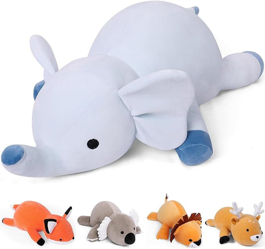 Weighted Stuffed Animals, 4.2lbs Weighted Stuffed Animal Elephant Plush 24in, Cuddle Elephant Soft Plushie Pillows Gifts for Kids and Adults