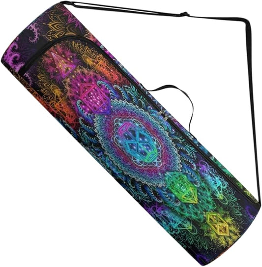 Spacious Extra Large Storage Yoga Mat Bag | Huge Capacity Mandala Gym Tote - Waterproof Wear-Resistant Carrier Strap Pilates