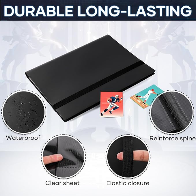 Trading Card Binder 9 Pocket, 360 Pockets Collectible Trading Card Album, Sports Card Binder for Standard Cards, Side Loading Card Folder for MTG Sports Baseball TCG Football Basketball Cards Black