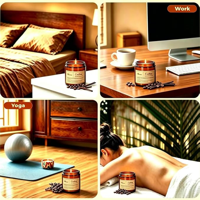 Coffee-Scented Candles,Home Aromatherapy Candels,Soy Wax Candle Gifts—These Fragrant Candes Uplift The Spirit and Refresh The Air.Perfect for Living Rooms and Bedrooms,They Make an Excellent Gift