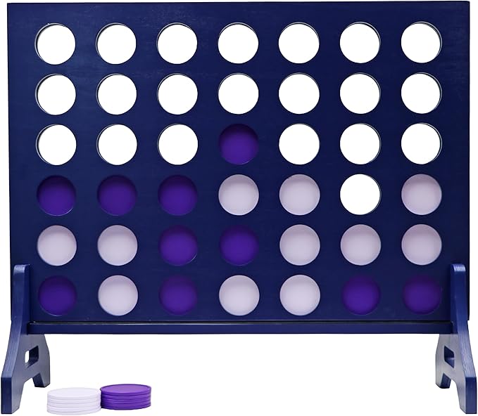 Tailgating Pros Premium Navy Giant Four in a Row with Carrying Case - Jumbo Oversized Outdoor Yard Game - Connect Multiple Pucks in a Row to Win - Many Puck Colors Available!